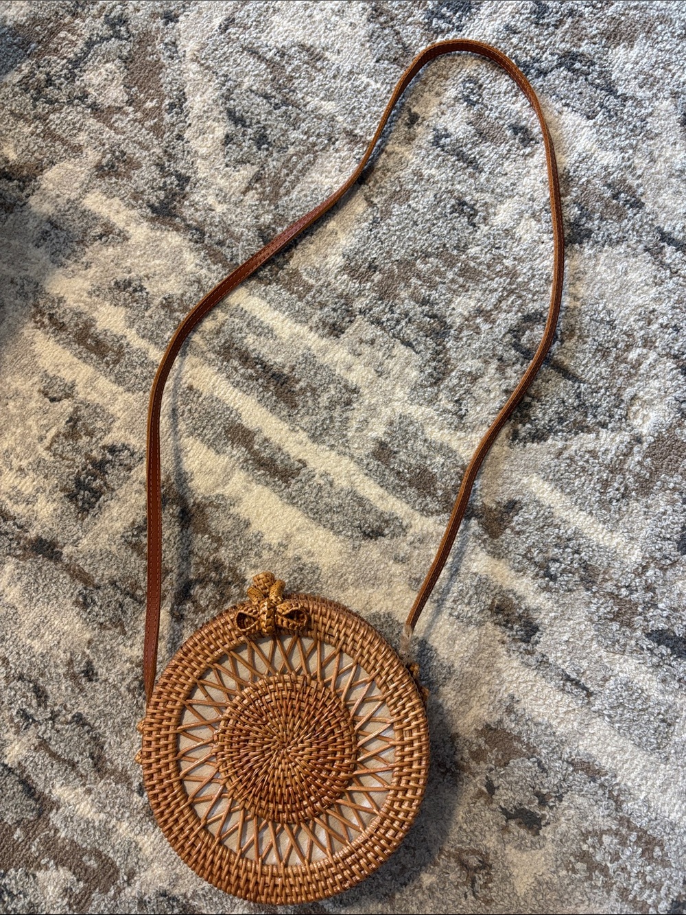 Woven Round Crossbody Bag - Brown NWT